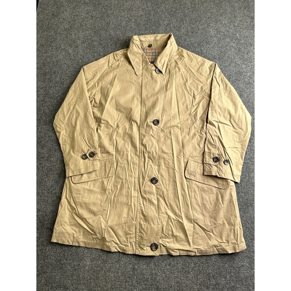Women's Vintage Burberrys Beige Nova Check Lined Coat Jacket, Size XL